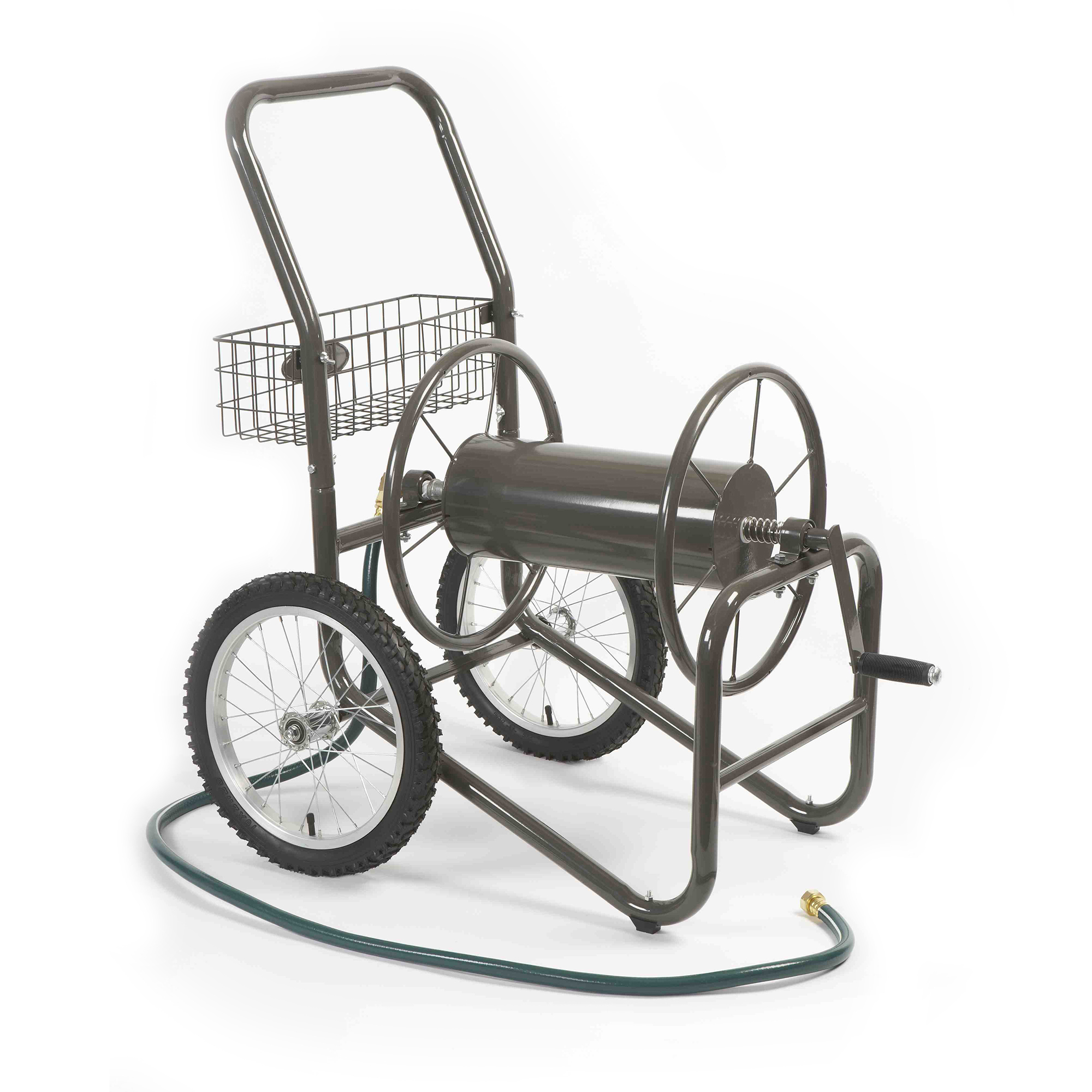 Liberty Garden Products, Industrial Hose Reel Cart 2 Wheel (Pneumatic), Hose Length Capacity 300 ft, Color Brown, Model# 880